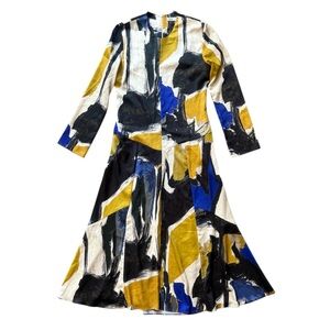 Zara Abstract Print Long Sleeve Dress Size S